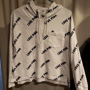 Victoria secret pink hooded long sleeve shirt.